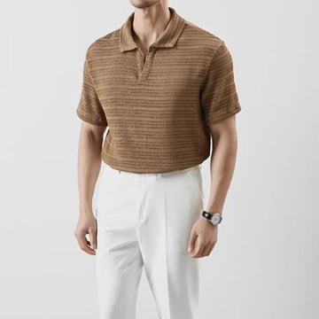 AIDASE  -  Daily Leisure Breathable Short Sleeve Polos For Men Vintage Solid Color Knit T Shirt 2025 Summer Casual Mens Knitted Polo Shirts aidase-shop